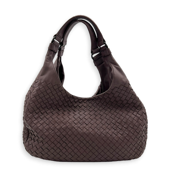 Campana Shoulder Bag Purple in Intrecciato Leather, Ruthenium hardware