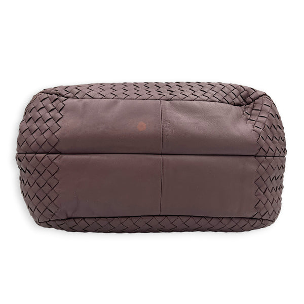 Campana Shoulder Bag Purple in Intrecciato Leather, Ruthenium hardware