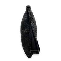 Intrecciato Crossbody Bag Brown in Intrecciato Leather, Silver hardware