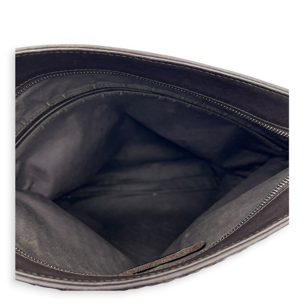 Intrecciato Crossbody Bag Brown in Intrecciato Leather, Silver hardware