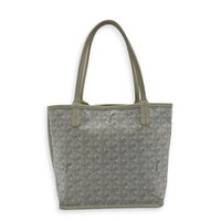 Anjou Mini White Tote Bag in Coated Canvas, Silver hardware