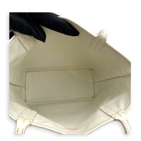 Anjou Mini White Tote Bag in Coated Canvas, Silver hardware