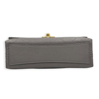 CC Flap Chain Mini Grey Shoulder Bag in Caviar Leather, Gold hardware