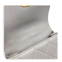 CC Flap Chain Mini Grey Shoulder Bag in Caviar Leather, Gold hardware