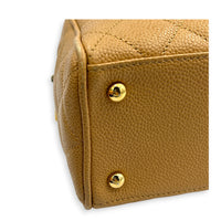 CC Boston Beige Top Handle Bag in Caviar Leather, Gold hardware
