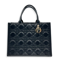 Book Tote Tote Bag Medium Black in Calfskin, Gold hardware