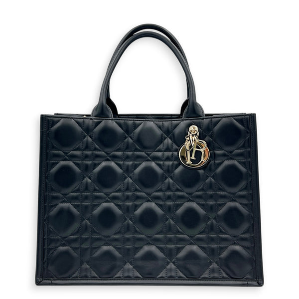 Book Tote Tote Bag Medium Black in Calfskin, Gold hardware