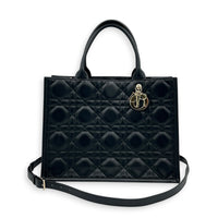 Book Tote Tote Bag Medium Black in Calfskin, Gold hardware