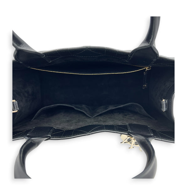 Book Tote Tote Bag Medium Black in Calfskin, Gold hardware