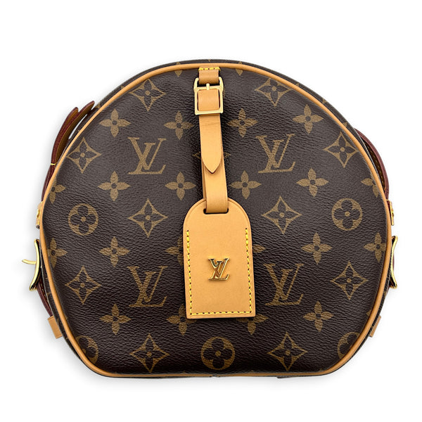 Boite Chapeau Souple Shoulder Bag MM Brown in Monogram Coated Canvas, Gold hardware