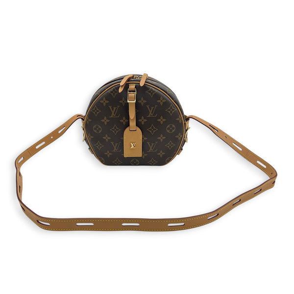 Boite Chapeau Souple Shoulder Bag MM Brown in Monogram Coated Canvas, Gold hardware