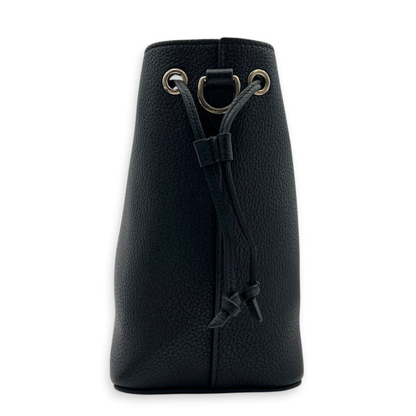 LockMe Bucket Bag Nano  Black in Taurillon Leather, Silver hardware