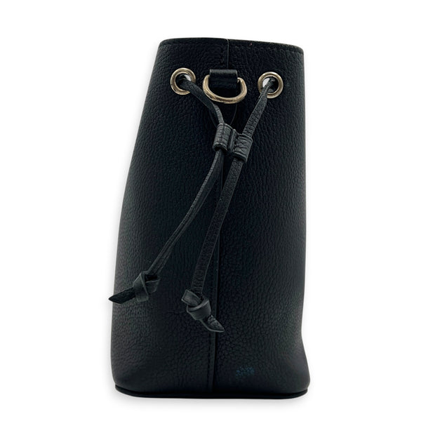 LockMe Bucket Bag Nano  Black in Taurillon Leather, Silver hardware
