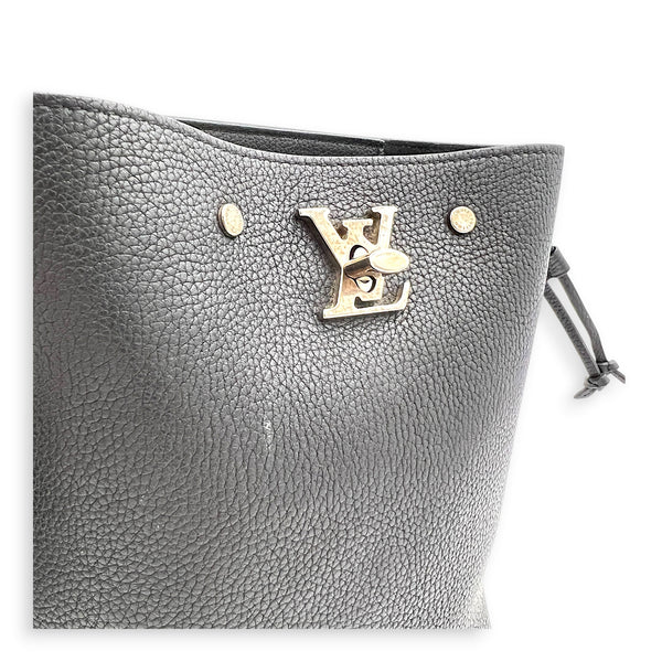 LockMe Bucket Bag Nano  Black in Taurillon Leather, Silver hardware