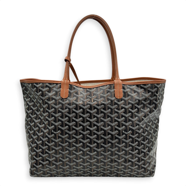 Saint Louis Tote Bag PM Brown in Coated Canvas, Silver hardware