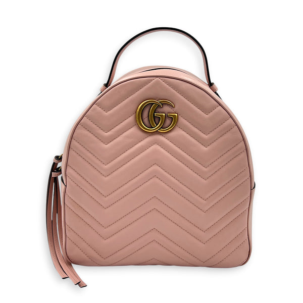 GG Marmont Backpack Pink in Calfskin, Gold hardware