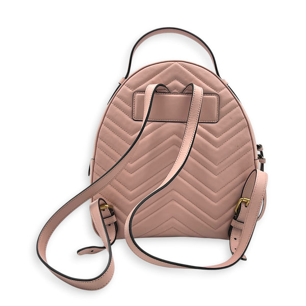 GG Marmont Backpack Pink in Calfskin, Gold hardware