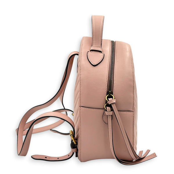 GG Marmont Backpack Pink in Calfskin, Gold hardware
