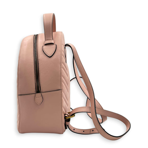 GG Marmont Backpack Pink in Calfskin, Gold hardware