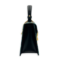Sylvie Top Handle Bag Mini Blue in Satin, Gold hardware