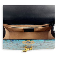 Sylvie Top Handle Bag Mini Blue in Satin, Gold hardware