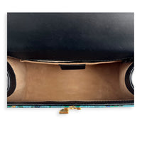 Sylvie Top Handle Bag Mini Blue in Satin, Gold hardware
