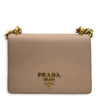 Saffiano Chain Bicolor Shoulder Bag in Saffiano Leather, Gold hardware