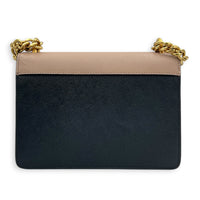 Saffiano Chain Bicolor Shoulder Bag in Saffiano Leather, Gold hardware