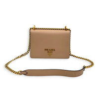 Saffiano Chain Bicolor Shoulder Bag in Saffiano Leather, Gold hardware