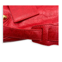 City Top Handle Bag Red in Distressed Leather, Gold hardware