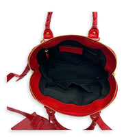 City Top Handle Bag Red in Distressed Leather, Gold hardware