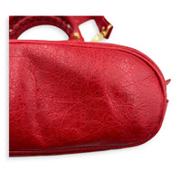 City Top Handle Bag Red in Distressed Leather, Gold hardware