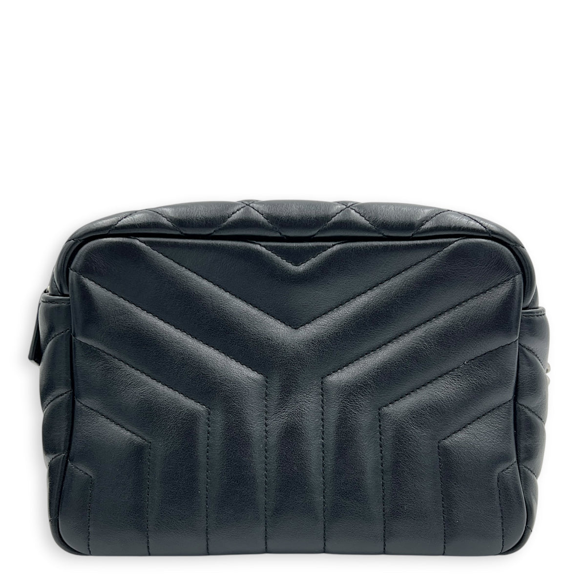 LouLou Camera Bag Small Noir in Lambskin, Silver hardware