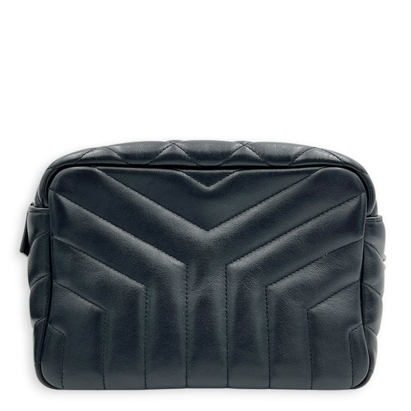 LouLou Camera Bag Small Noir in Lambskin, Silver hardware