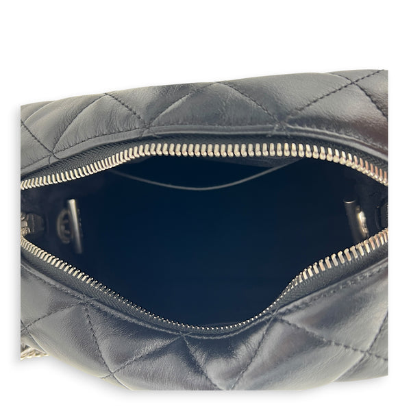 LouLou Camera Bag Small Noir in Lambskin, Silver hardware
