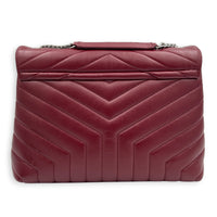 Loulou Shoulder Bag Medium Rouge Eros in Lambskin, Silver hardware