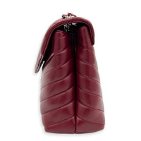 Loulou Shoulder Bag Medium Rouge Eros in Lambskin, Silver hardware