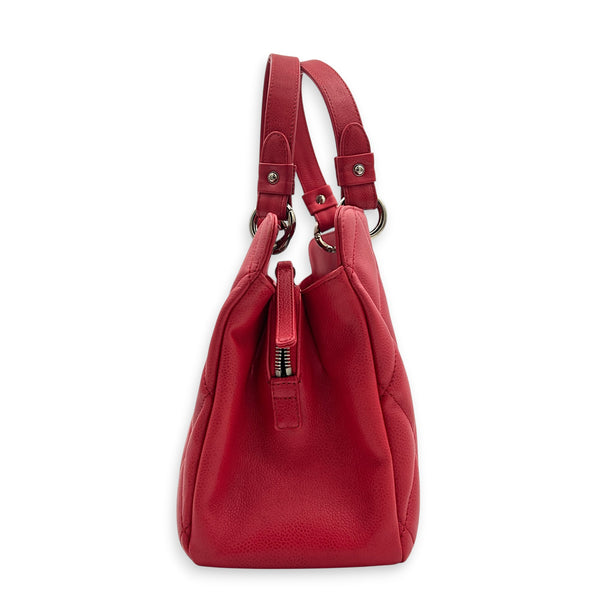 CC Tote Bag Red in Caviar Leather, Silver hardware