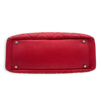 CC Tote Bag Red in Caviar Leather, Silver hardware
