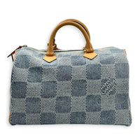 Speedy Bandouliere Top Handle Bag 40 Bleu Denim in Denim, Gold hardware