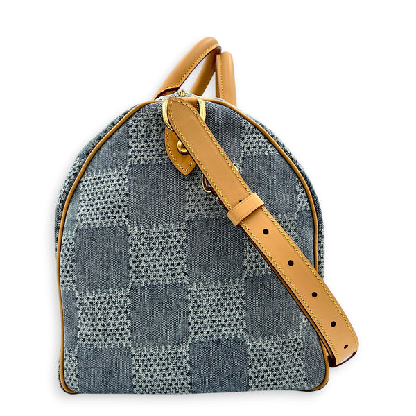 Speedy Bandouliere Top Handle Bag 40 Bleu Denim in Denim, Gold hardware