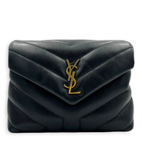 Loulou Toy Black Shoulder Bag in Calfskin, Gold hardware