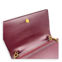 Sunset Shoulder Bag Small Bordeaux in Calfskin, Gold hardware
