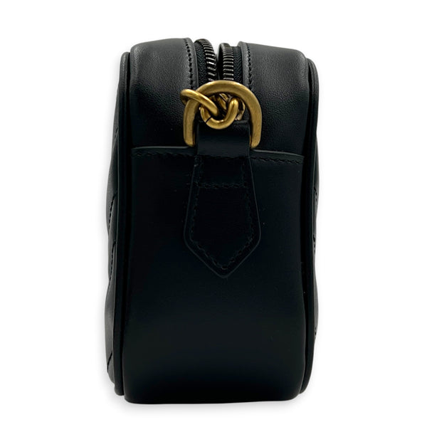 GG Marmont Crossbody Bag Mini Black in Calfskin, Antique Brass hardware