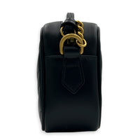 GG Marmont Crossbody Bag Mini Black in Calfskin, Antique Brass hardware