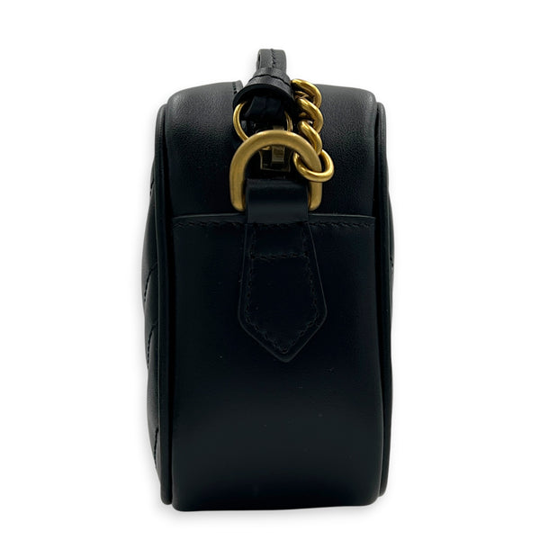 GG Marmont Crossbody Bag Mini Black in Calfskin, Antique Brass hardware