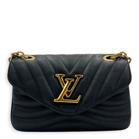 New Wave Shoulder Bag MM Black in Calfskin, Gold hardware