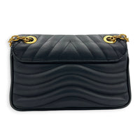 New Wave Shoulder Bag MM Black in Calfskin, Gold hardware