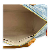 Speedy Top Handle Bag 40 Damier Giant Denim in Denim, Gold hardware