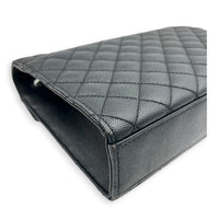 Envelope Black Shoulder Bag in Caviar Leather, Gunmetal hardware